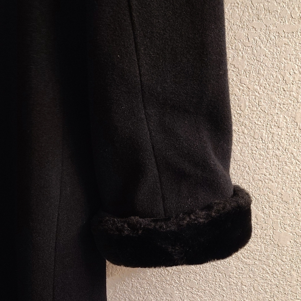 Donny Brook Elegant Black Overcoat Duster Maxi Hoodie Plus Size 16 Coat HMBC - Picture 7 of 16